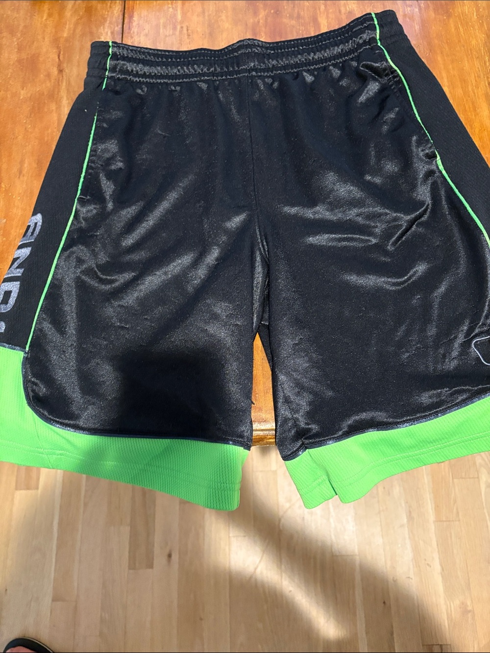 Men's Black Shorts with Neon Green Trim